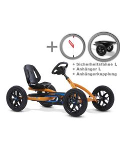 BERG Buddy B-Orange 2.0 BFR Pedal Gokart 24.20.60.03 + Sicherheitsfahne L + Anhänger L + Anhängerkupplung!